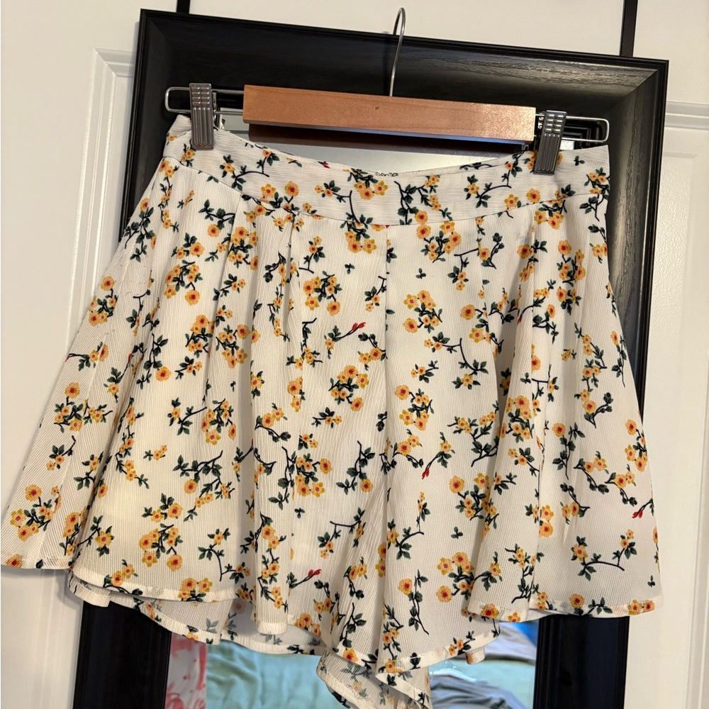 Papaya Floral Patterned Skirt